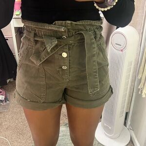 Zara High-Waisted Khaki Shorts